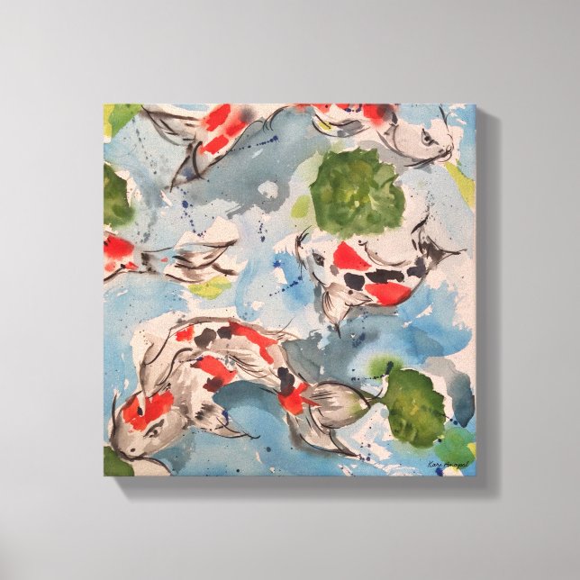 Japanese Koi Watercolor Canvas Print 12x12 (Front)