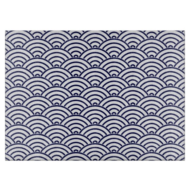 Japanese Koinobori Fish Scale in Delft Blue Cutting Board (Front)