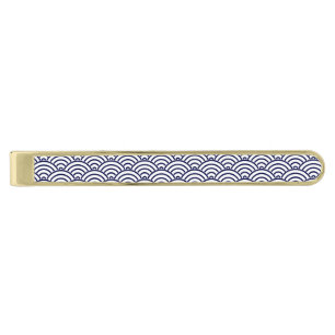Japanese Koinobori Fish Scale in Delft Blue Gold Finish Tie Bar