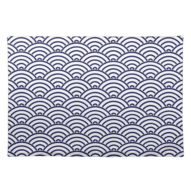 Japanese Koinobori Fish Scale in Delft Blue Placemat (Front)