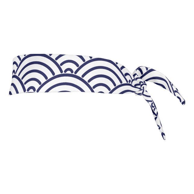 Japanese Koinobori Fish Scale in Delft Blue Tie Headband (Rotate 90)