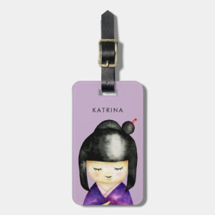 Japanese Kokeshi Doll Add Name Luggage Tag