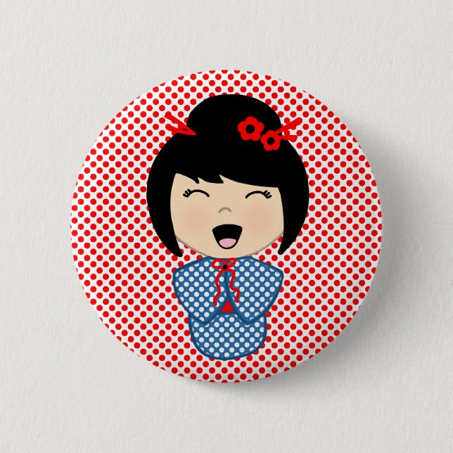Japanese Kokeshi Doll Button (Front)