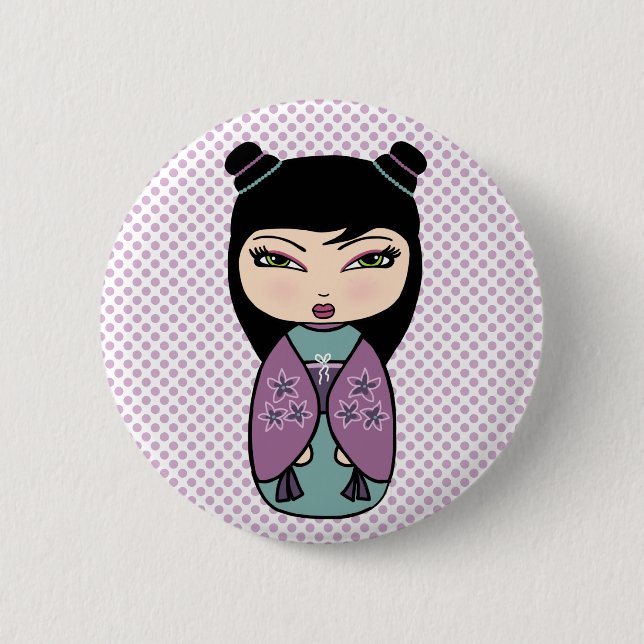 Japanese Kokeshi Doll Button (Front)