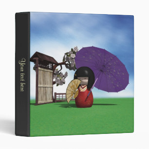 Japanese Kokeshi Doll Cherry Blossom Art Binder
