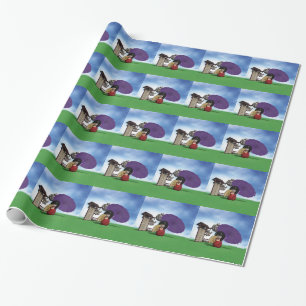 Japanese Kokeshi Doll Cherry Blossom Art Wrapping Paper