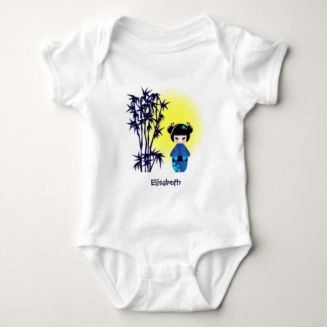 Japanese kokeshi doll name baby girl shirt (Front)