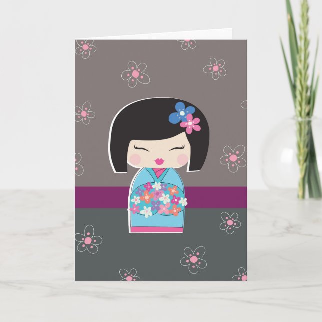 Japanese Kokeshi Doll Note Card (Front)