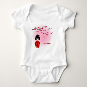 Japanese kokeshi doll sakura name baby girl shirt