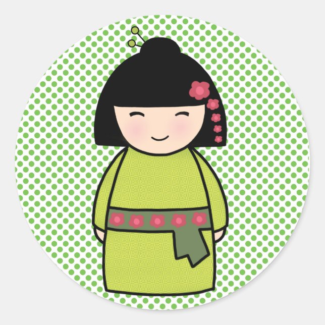 Japanese Kokeshi Doll Sticker (Front)