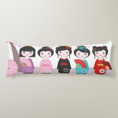 Japanese Kokeshi Dolls Body Pillow