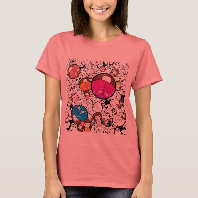 Japanese Kokeshi Dolls T-Shirt (Front)