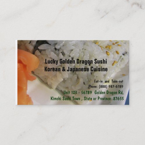 Japanese Korean Food Sushi Restaurant Business Card