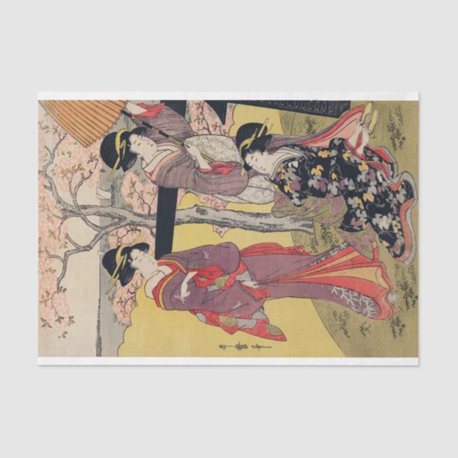 JAPANESE LADIES WITH CHERRY BLOSSOM Tissue Paper (Front)