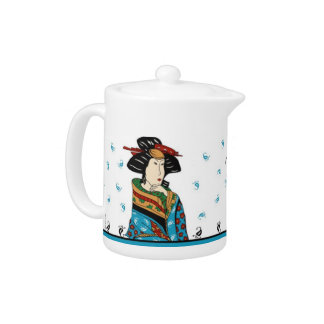 Japanese lady design tea pot. teapot