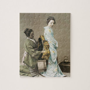 Japanese Lady Geisha Asian Vintage Art Jigsaw Puzzle