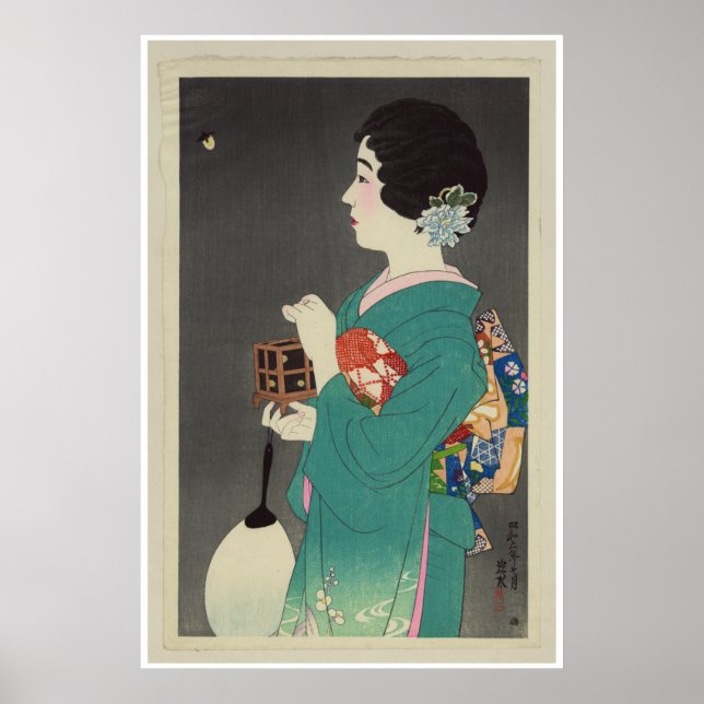 Japanese Lady Holding Cage of Fireflies - 1931 Poster (Front)