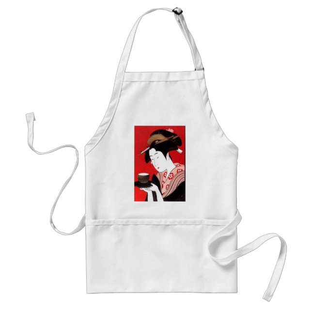 Japanese Lady Tea Serving Ceremony Art Print Adult Apron (Front)