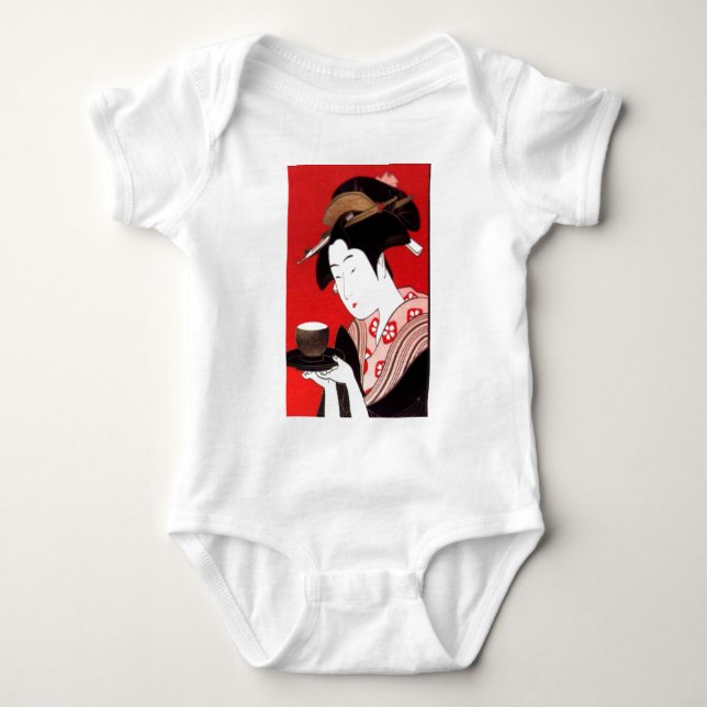 Japanese Lady Tea Serving Ceremony Art Print Baby Bodysuit (Front)