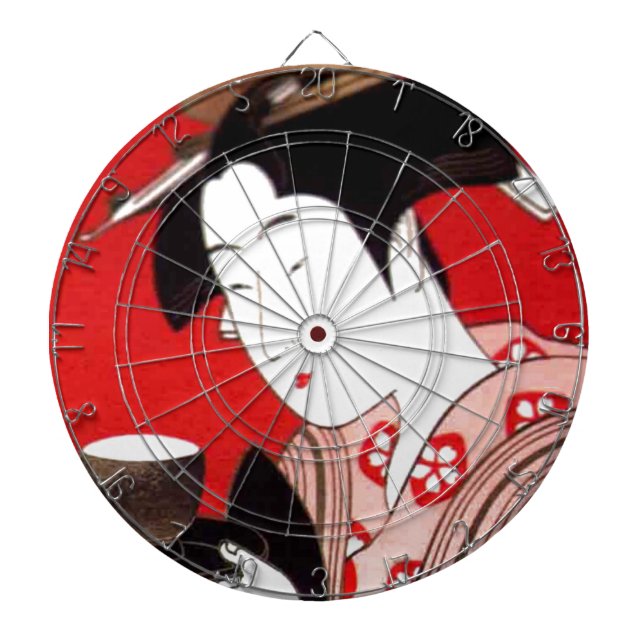 Japanese Lady Tea Serving Ceremony Art Print Dart Board (Front)