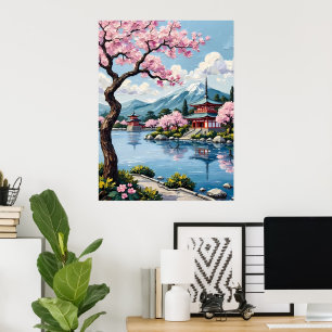 Japanese Lakeside Pagoda Poster