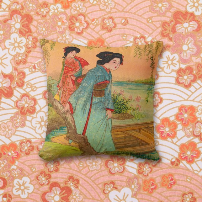 Japanese Lakeside Throw Pillow (Creator Uploaded)