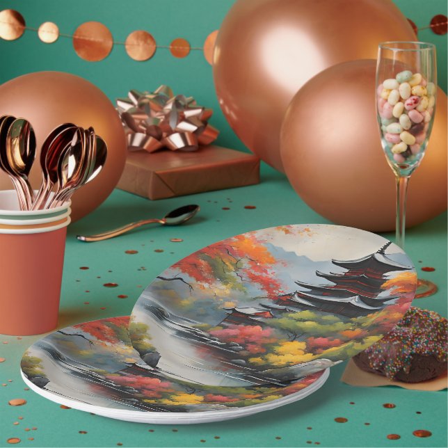 Japanese Landscape Paper Plates (Multi)
