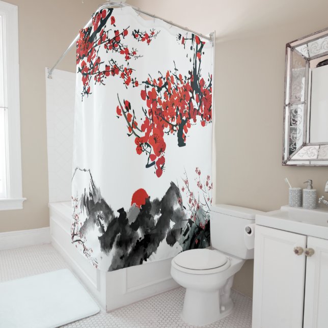 Japanese landscape Shower Curtain (In Situ)