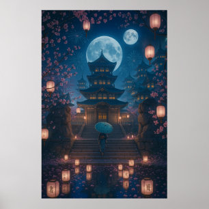 Japanese Lantern Festival Art Poster
