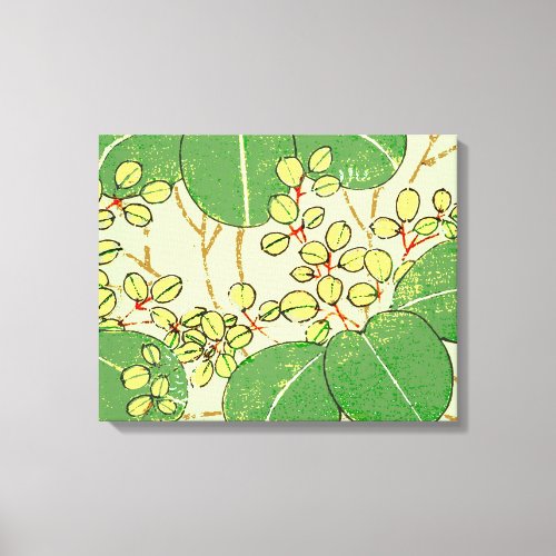 Japanese Leaf Floral Botanical Art Pattern Canvas Print