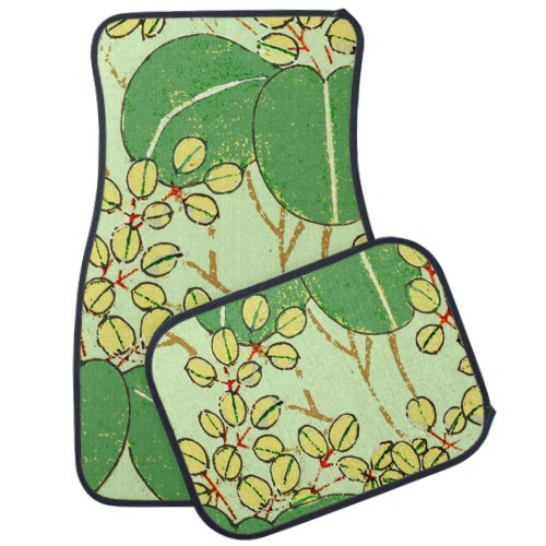 Japanese Leaf Floral Botanical Art Pattern Car Mat