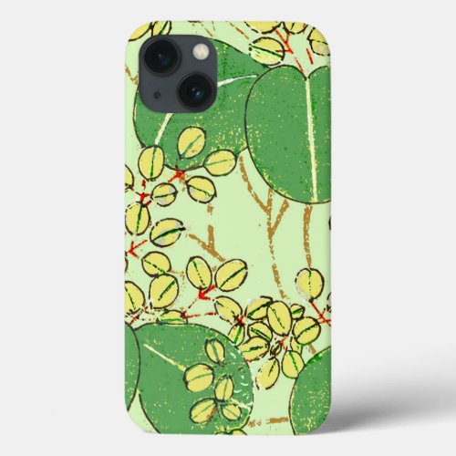 Japanese Leaf Floral Botanical Art Pattern iPhone 13 Case