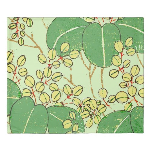 Japanese Leaf Floral Botanical Art Pattern Duvet Cover