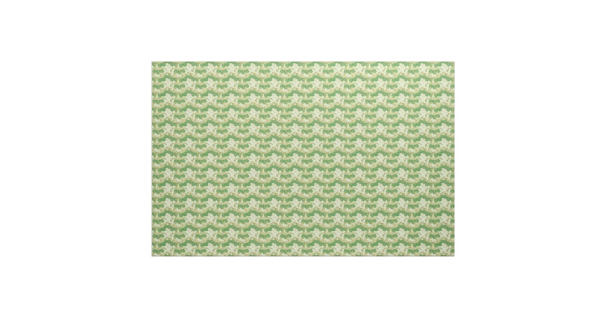 Japanese Leaf Floral Botanical Art Pattern Fabric | Zazzle