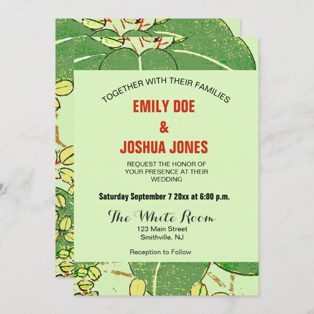 Japanese Leaf Floral Botanical Art Pattern Invitation (Front/Back)