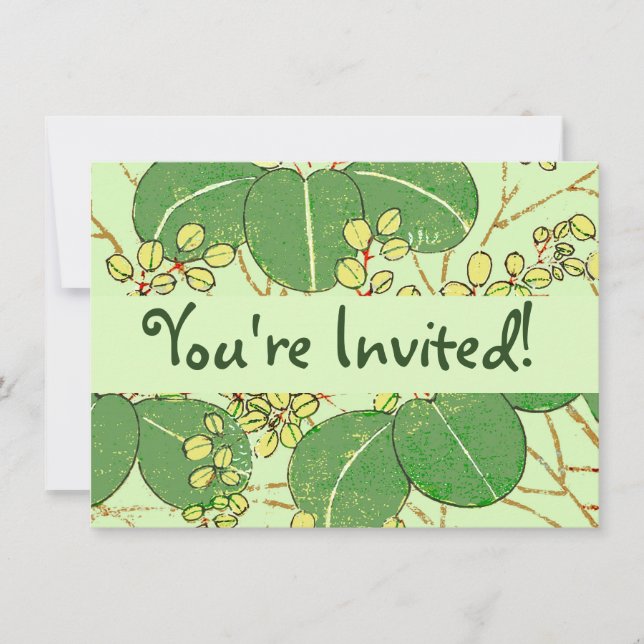 Japanese Leaf Floral Botanical Art Pattern Invitation (Front)