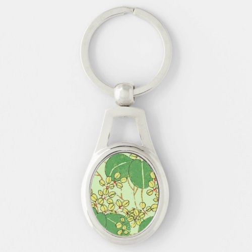 Japanese Leaf Floral Botanical Art Pattern Keychain