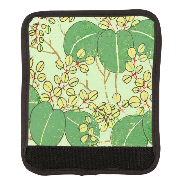 Japanese Leaf Floral Botanical Art Pattern Luggage Handle Wrap (Front)