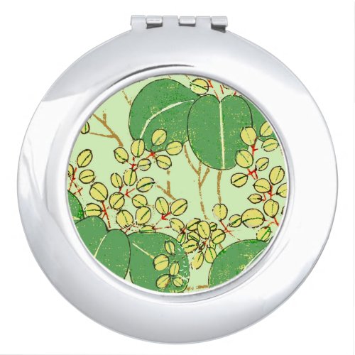 Japanese Leaf Floral Botanical Art Pattern Mirror For Makeup
