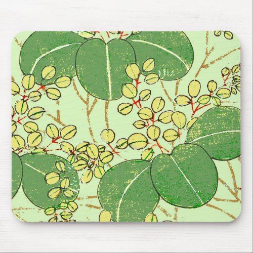 Japanese Leaf Floral Botanical Art Pattern Mouse Pad