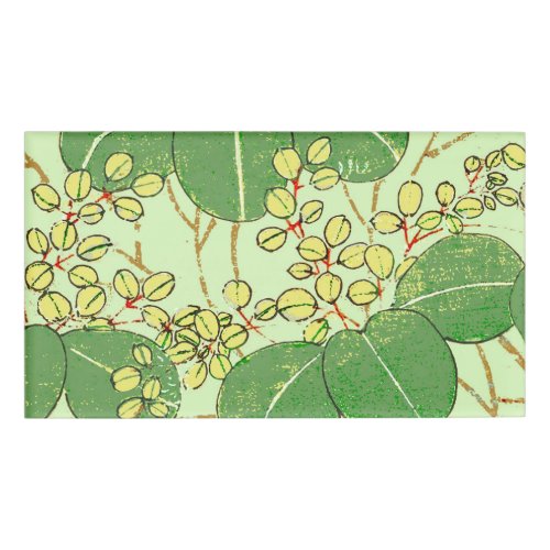 Japanese Leaf Floral Botanical Art Pattern Name Tag