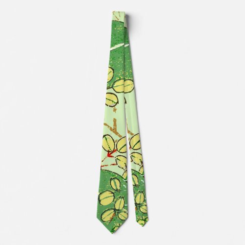 Japanese Leaf Floral Botanical Art Pattern Neck Tie
