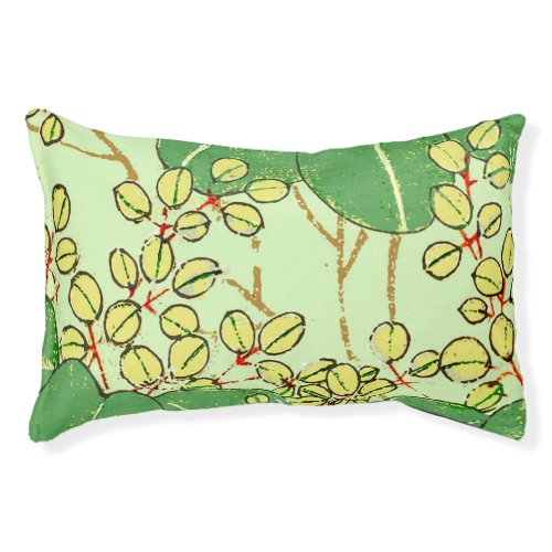 Japanese Leaf Floral Botanical Art Pattern Pet Bed