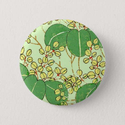 Japanese Leaf Floral Botanical Art Pattern Pinback Button