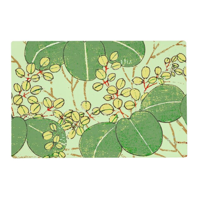 Japanese Leaf Floral Botanical Art Pattern Placemat (Front)