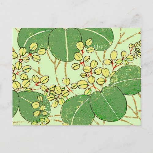 Japanese Leaf Floral Botanical Art Pattern Postcard