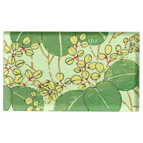 Japanese Leaf Floral Botanical Art Pattern Table Card Holder