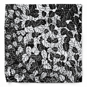 Japanese Leaf Print, Black and White Bandana