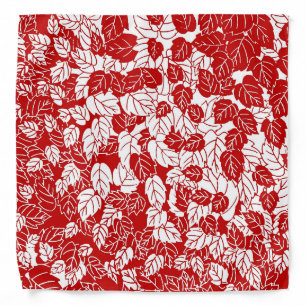 Japanese Leaf Print, Dark Red and White Bandana