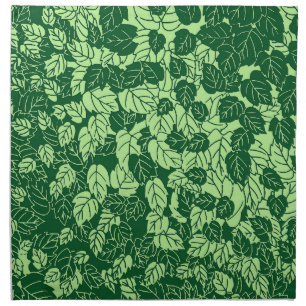 Japanese Leaf Print, Emerald and Lime Green Cloth Napkin